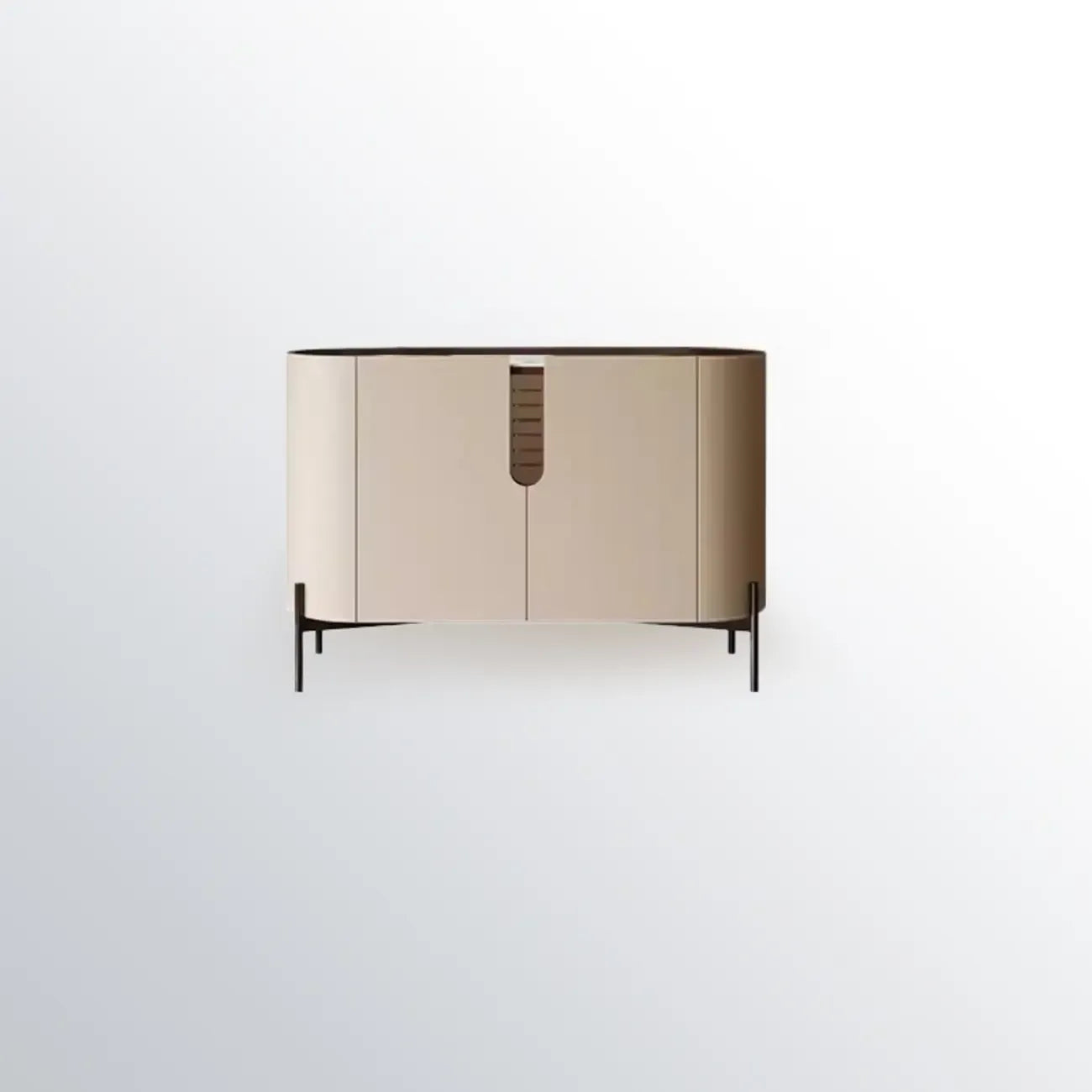 Meuble d'appoint moderne en pierre beige avec 4 pieds droits