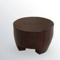 Table basse ronde rustique en bois massif avec finition naturelle