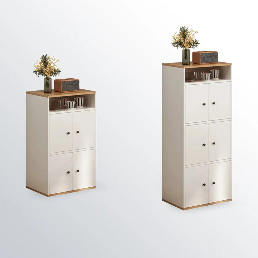 Armoire de rangement moderne en bois blanc avec étagères extérieures