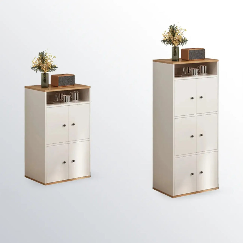 Armoire de rangement moderne en bois blanc avec étagères extérieures
