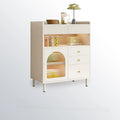 Meuble d'appoint blanc moderne avec tiroirs et portes vitrées