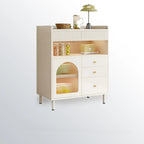 Meuble d'appoint blanc moderne avec tiroirs et portes vitrées