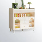 Meuble d'appoint blanc moderne avec tiroirs et portes vitrées