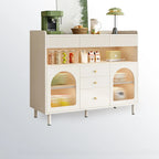 Meuble d'appoint blanc moderne avec tiroirs et portes vitrées