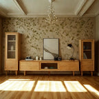 Meubles TV scandinaves en pin brun avec pieds