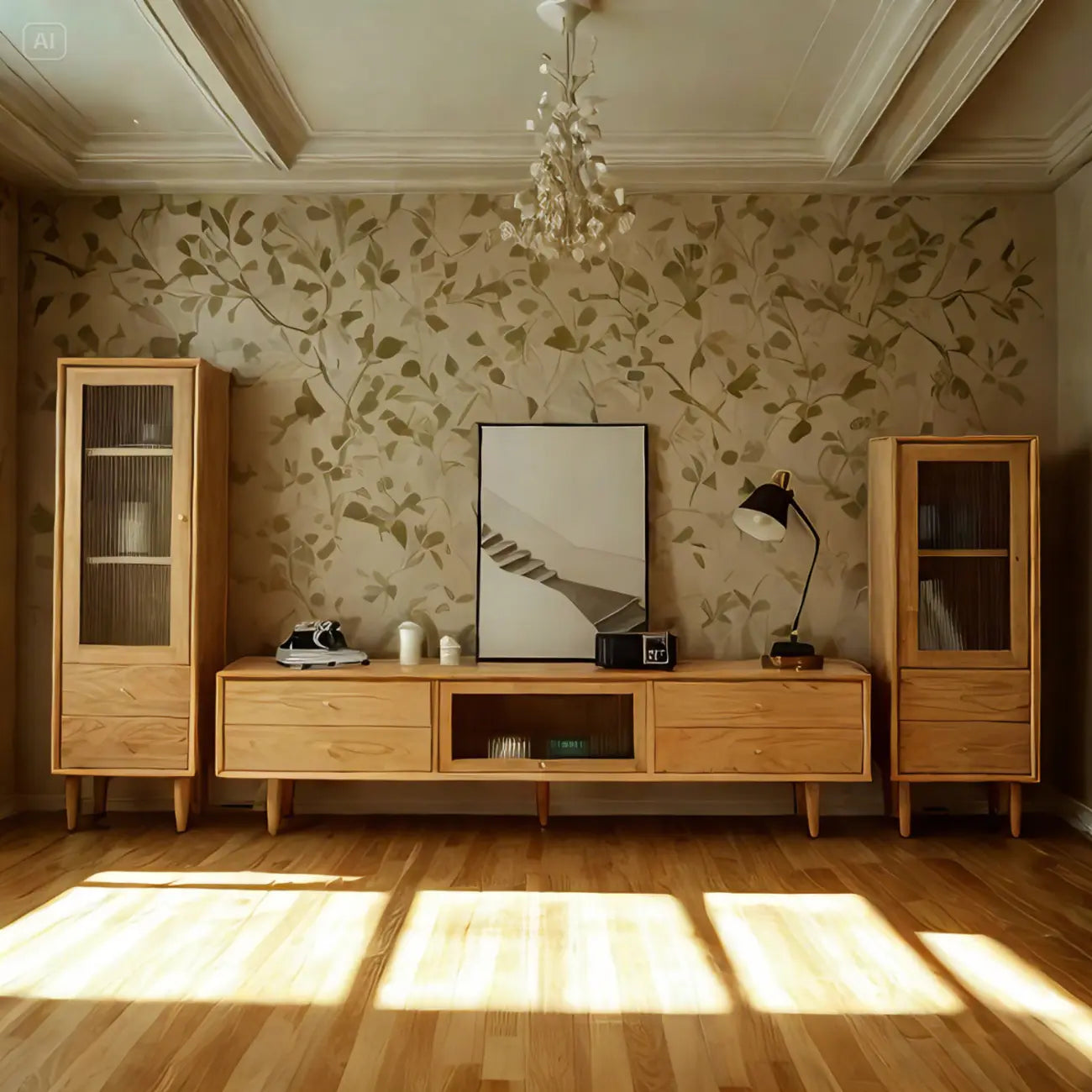 Meubles TV scandinaves en pin brun avec pieds