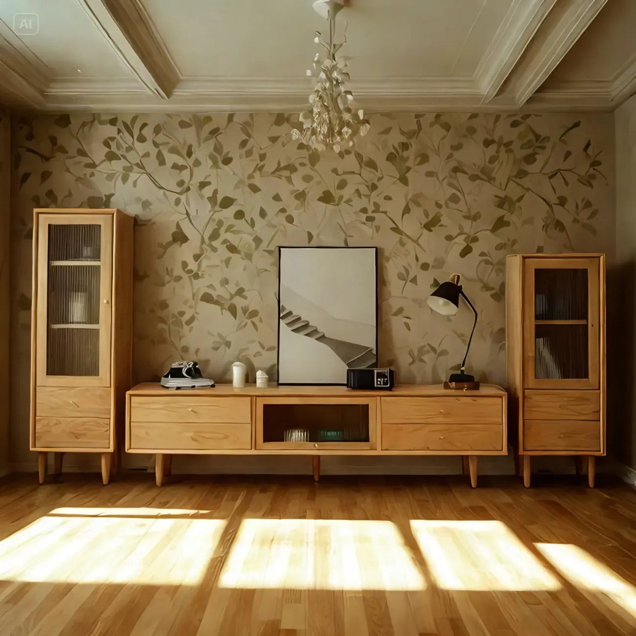 Meubles TV scandinaves en pin brun avec pieds