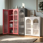 Armoire de rangement verticale moderne en métal avec portes vitrées
