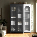 Armoire de rangement verticale moderne en métal avec portes vitrées