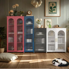 Armoire de rangement verticale moderne en métal avec portes vitrées