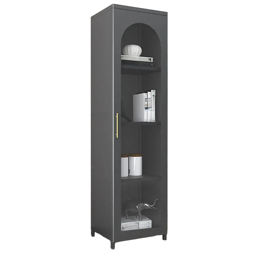 Armoire de rangement verticale moderne en métal avec portes vitrées