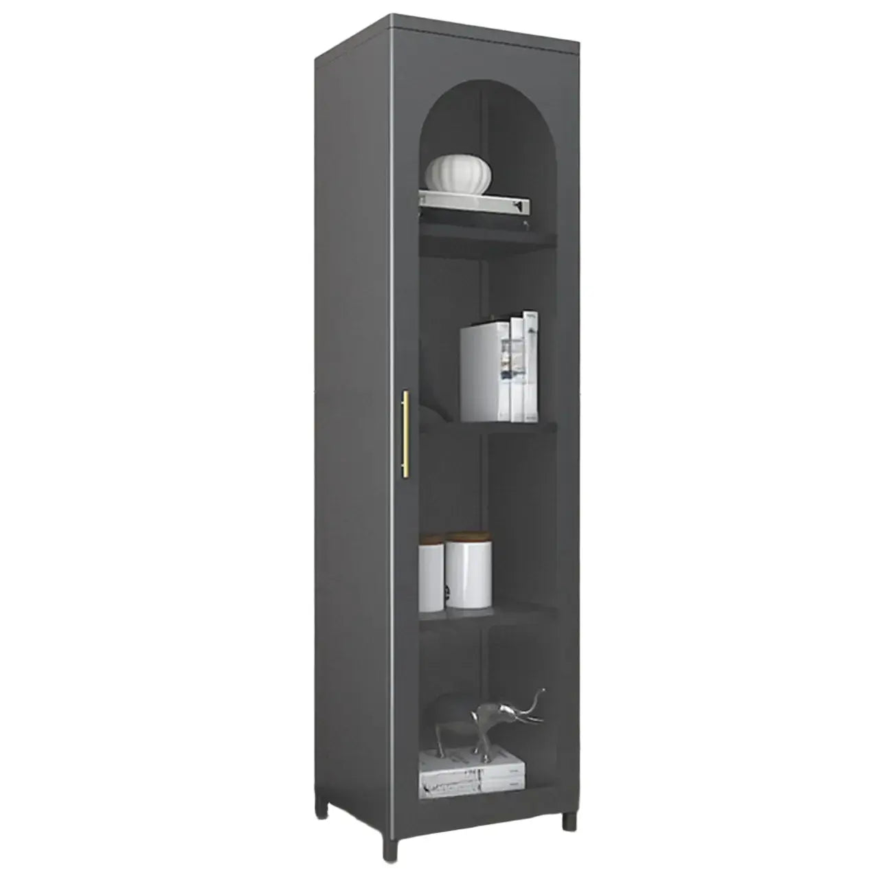 Armoire de rangement verticale moderne en métal avec portes vitrées