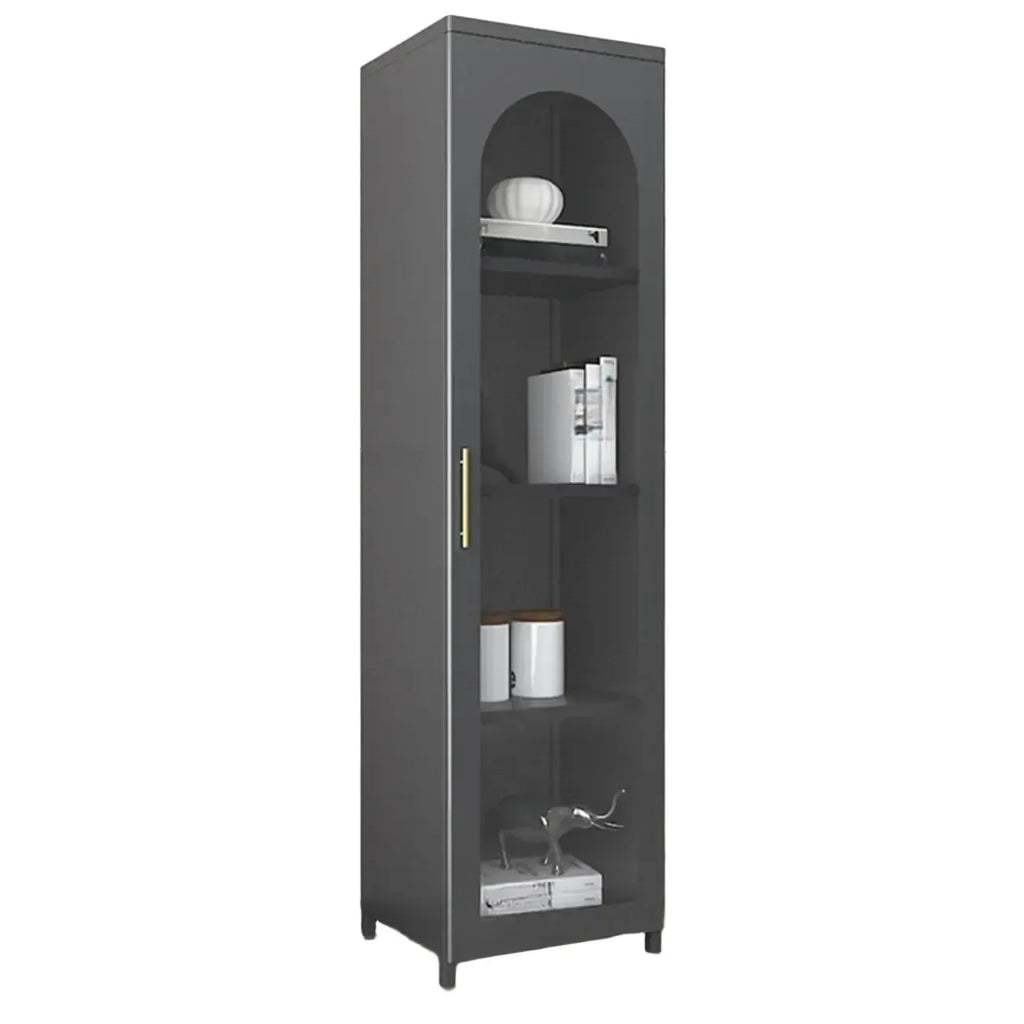 Armoire de rangement verticale moderne en métal avec portes vitrées