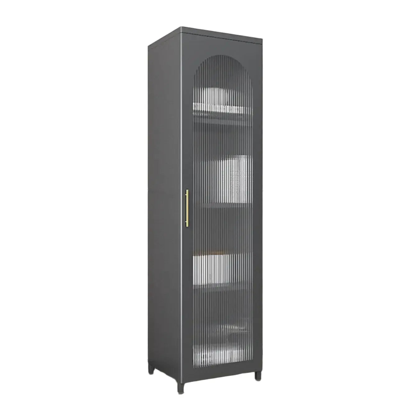 Armoire de rangement verticale moderne en métal avec portes vitrées