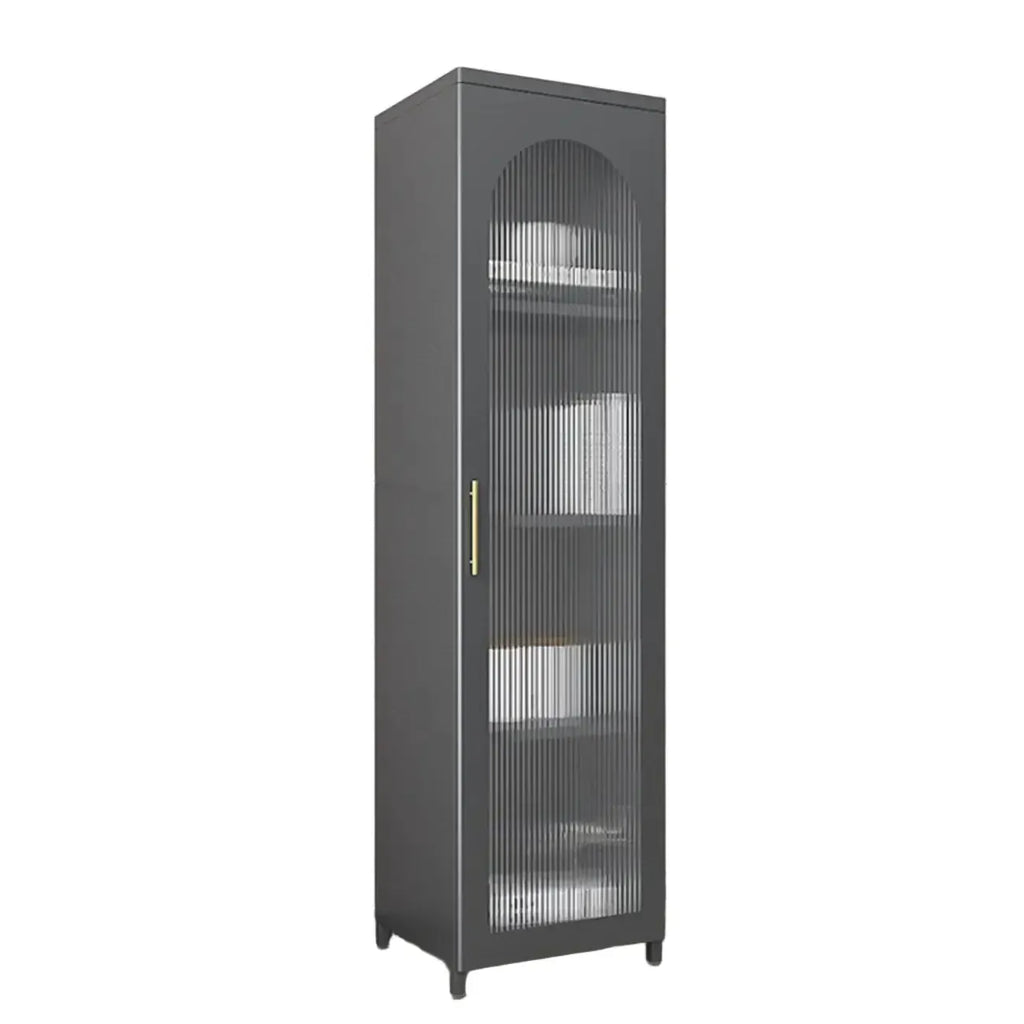 Armoire de rangement verticale moderne en métal avec portes vitrées