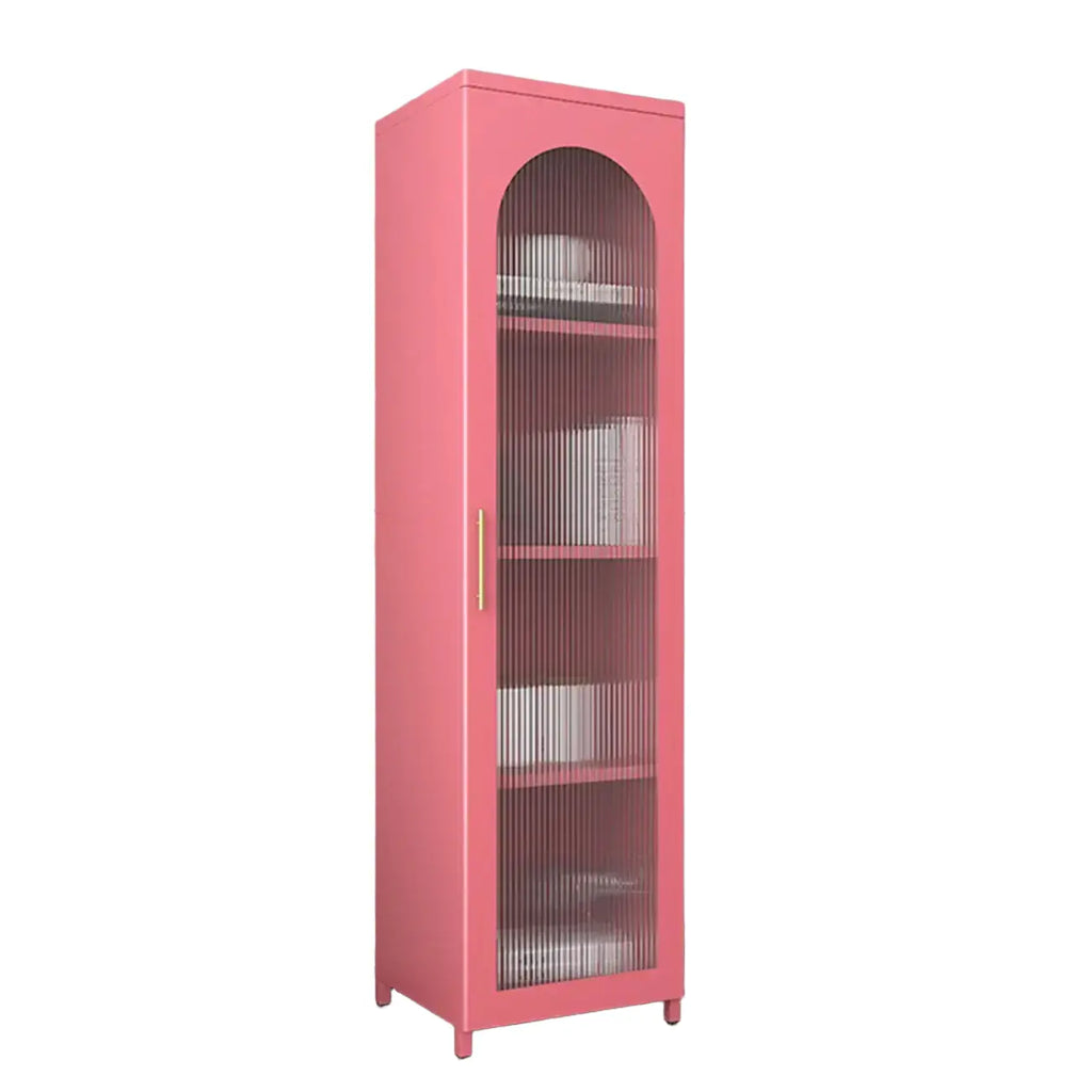 Armoire de rangement verticale moderne en métal avec portes vitrées