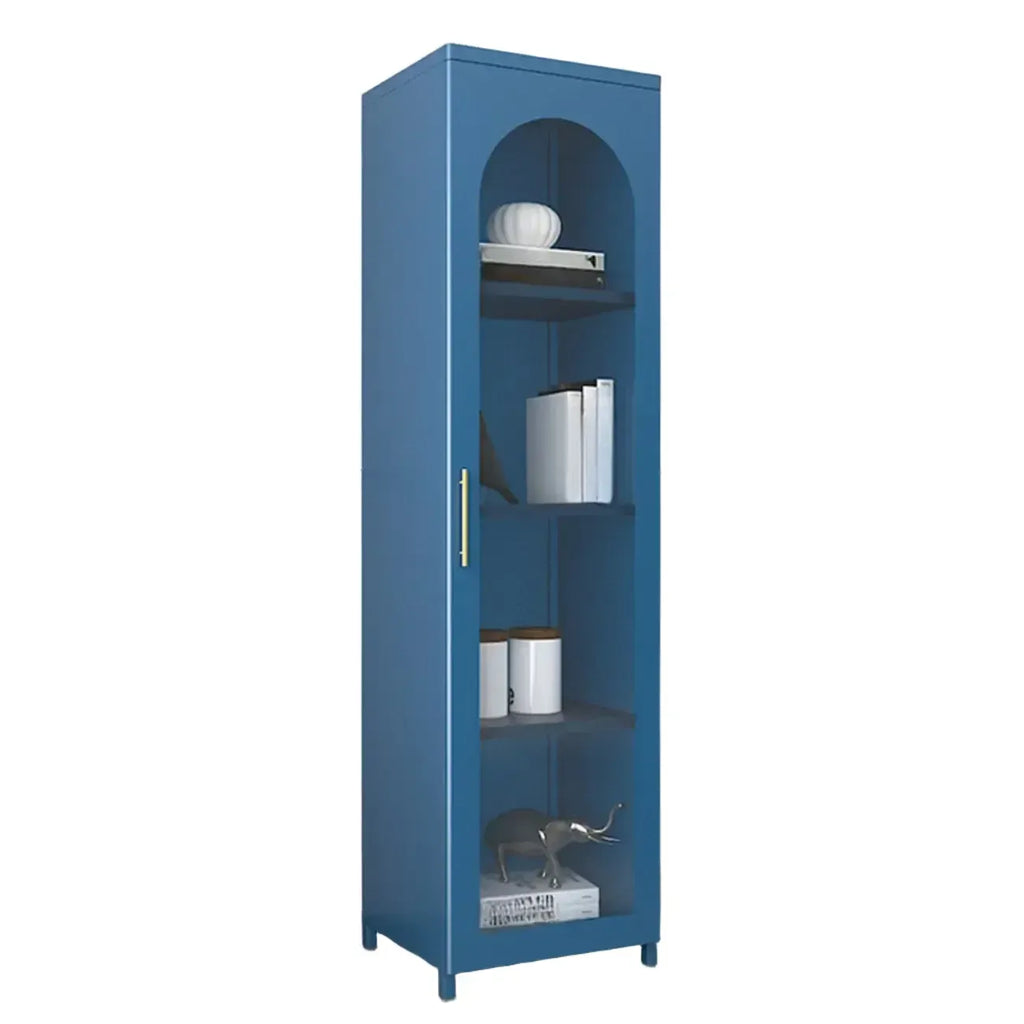 Armoire de rangement verticale moderne en métal avec portes vitrées