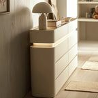 Commode double horizontale en bois couleur crème, éclairage inclus