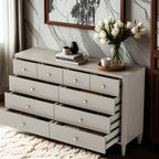 Commode double minimaliste en bois de cerisier avec tiroirs