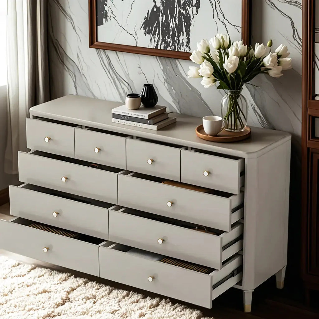 Commode double minimaliste en bois de cerisier avec tiroirs