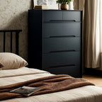 Commode rétro en bois noir avec tiroirs de rangement pour chambre à coucher