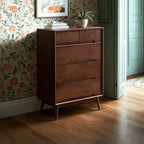 Commode rétro en bois noir avec tiroirs de rangement pour chambre à coucher