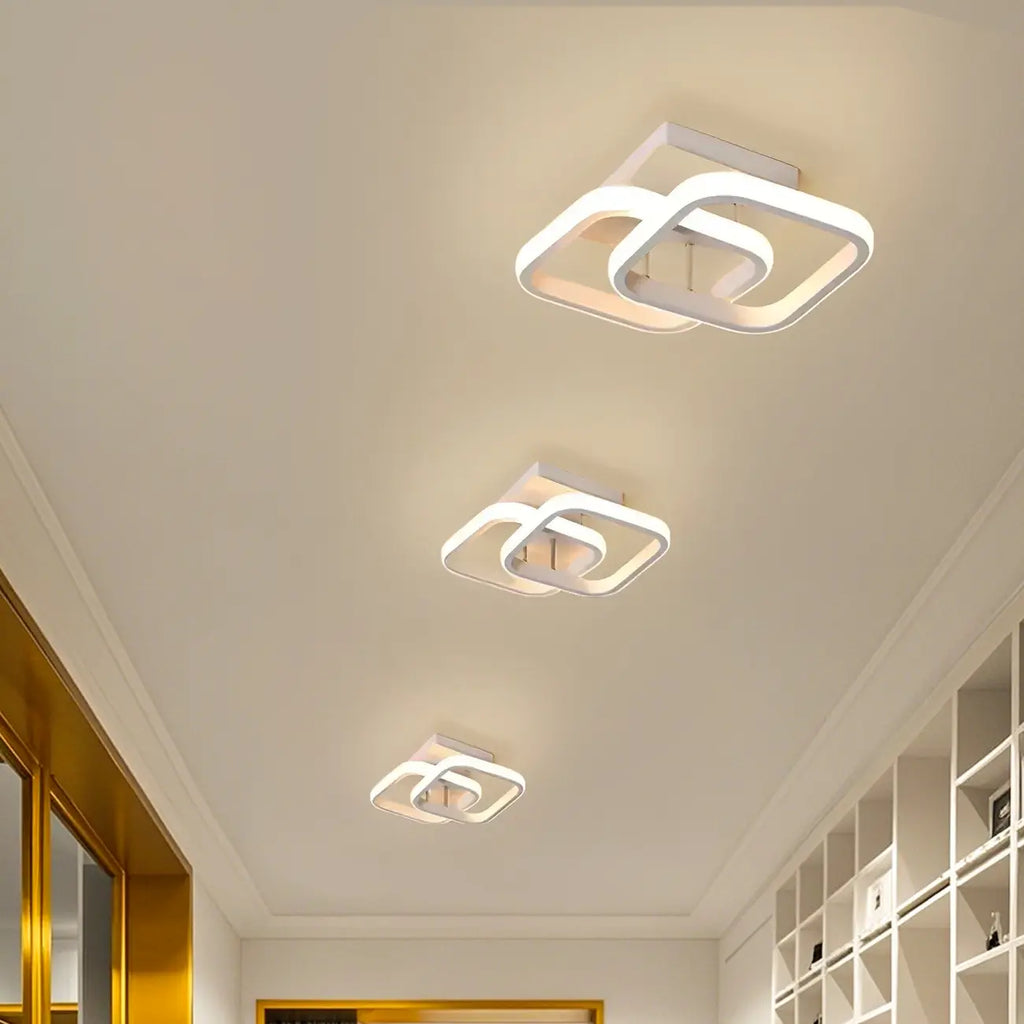 Plafonnier semi-encastré LED géométrique en métal noir