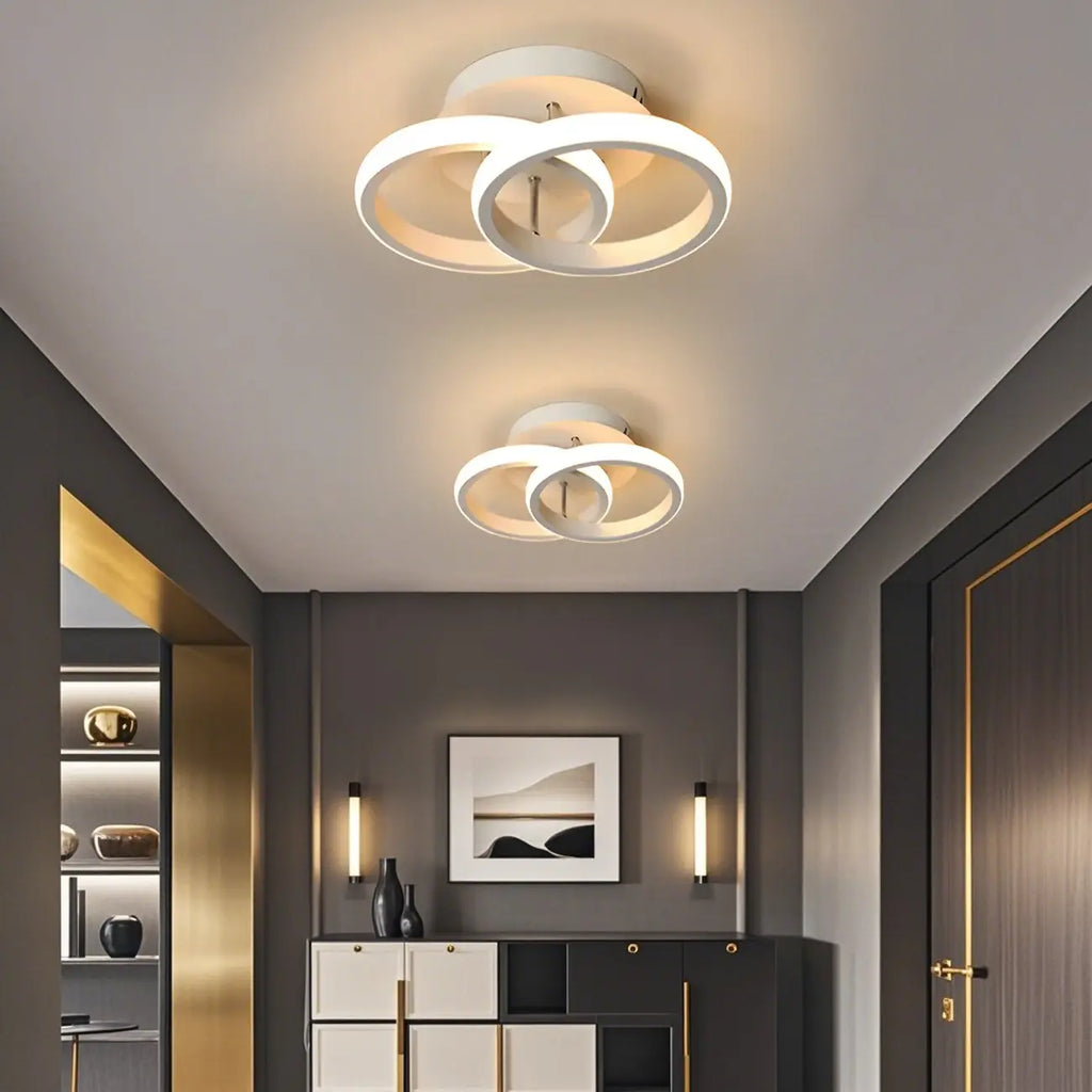 Plafonnier semi-encastré LED géométrique en métal noir