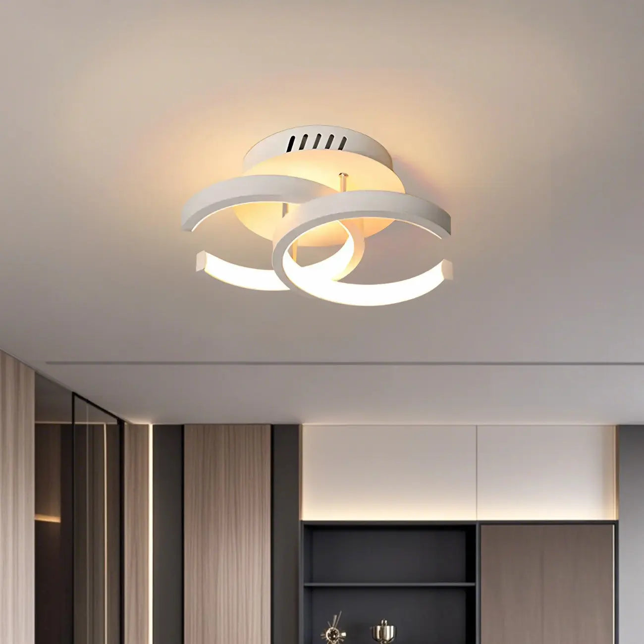 Plafonnier semi-encastré LED géométrique en métal noir