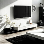 Meuble TV moderne en bois naturel avec étagère allongée et tiroir