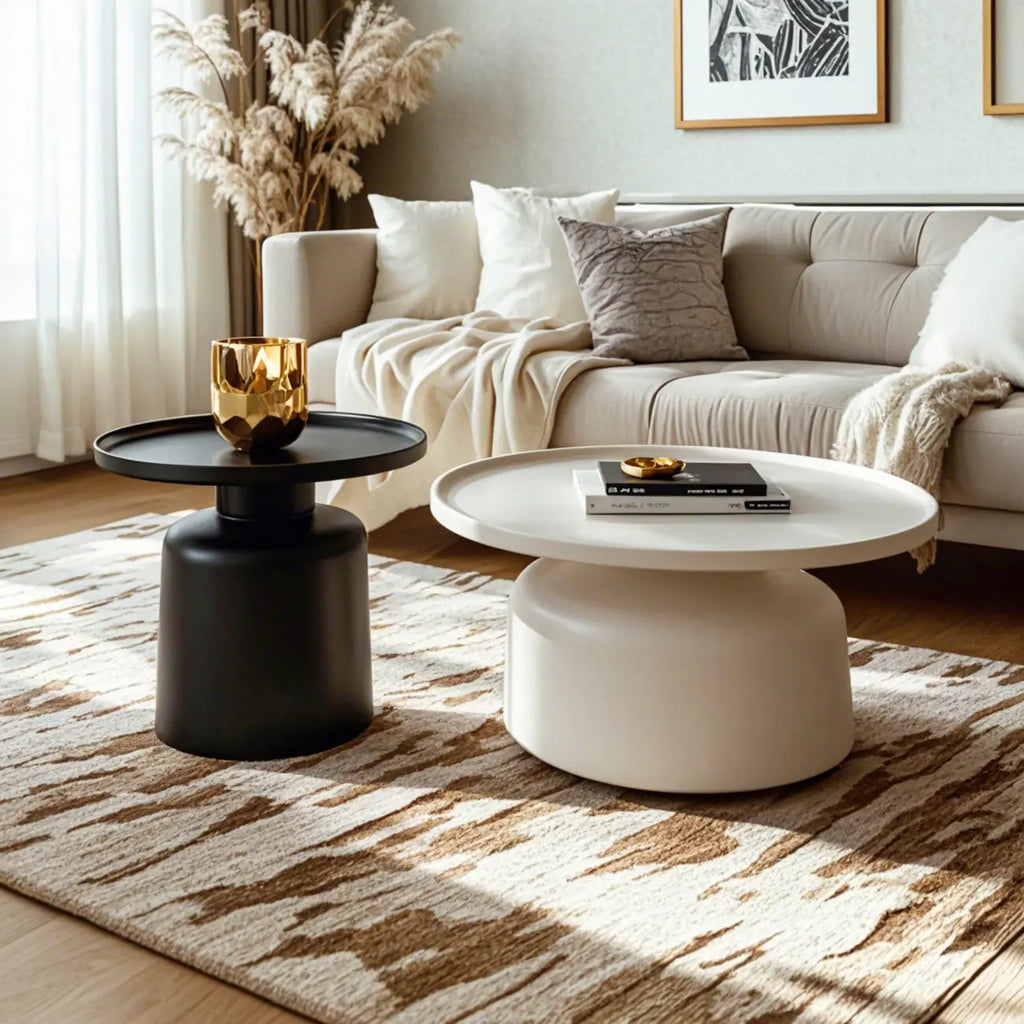 Table basse gigogne minimaliste à un niveau avec plateau