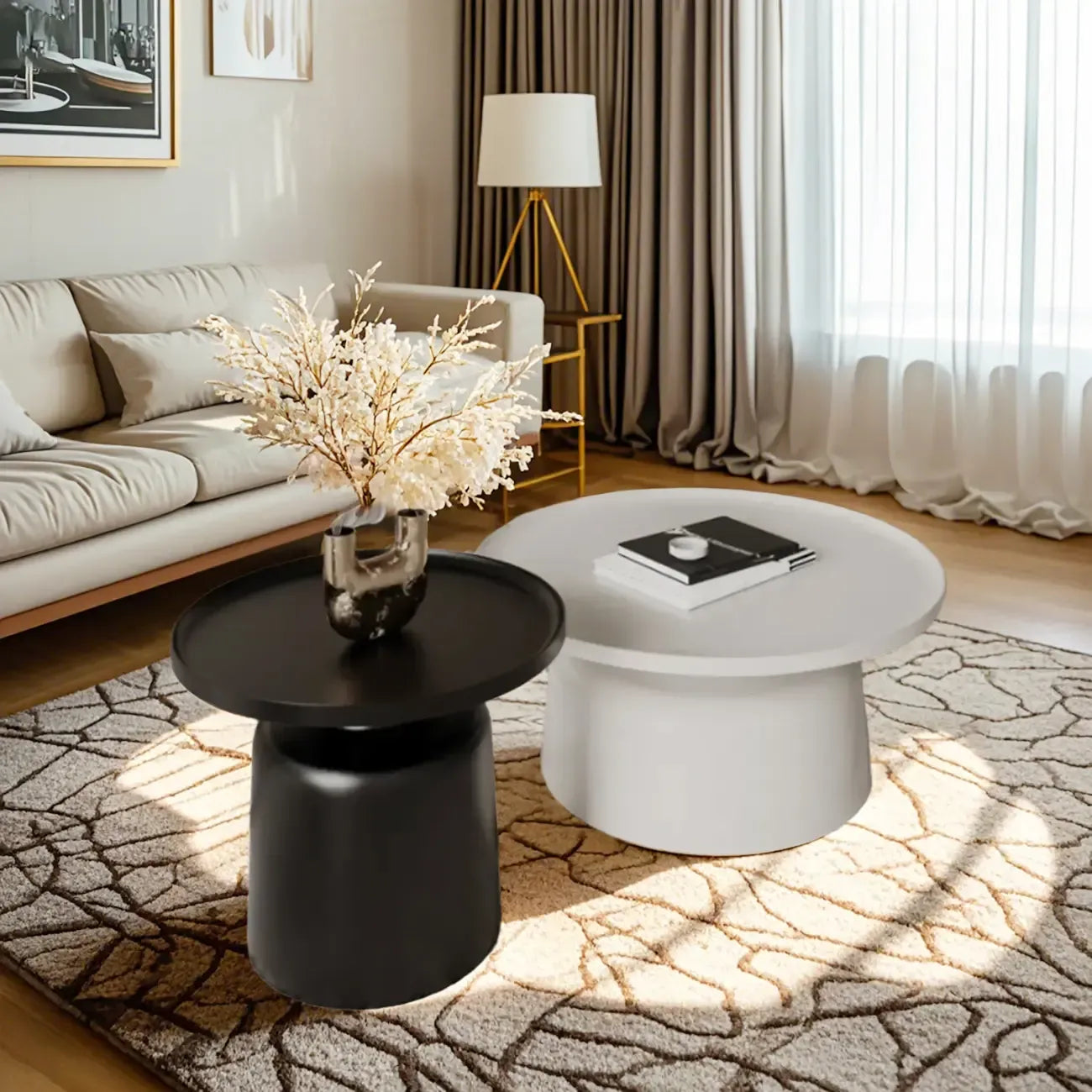 Table basse gigogne minimaliste à un niveau avec plateau