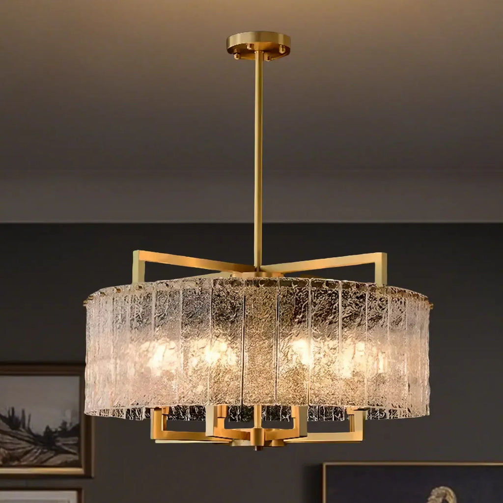 Lustre rond moderne en cristal avec cadre doré pour la décoration
