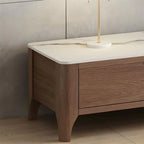 Meuble TV avec tiroirs et plateau en pierre marron de 71 pouces, avec gestion des câbles