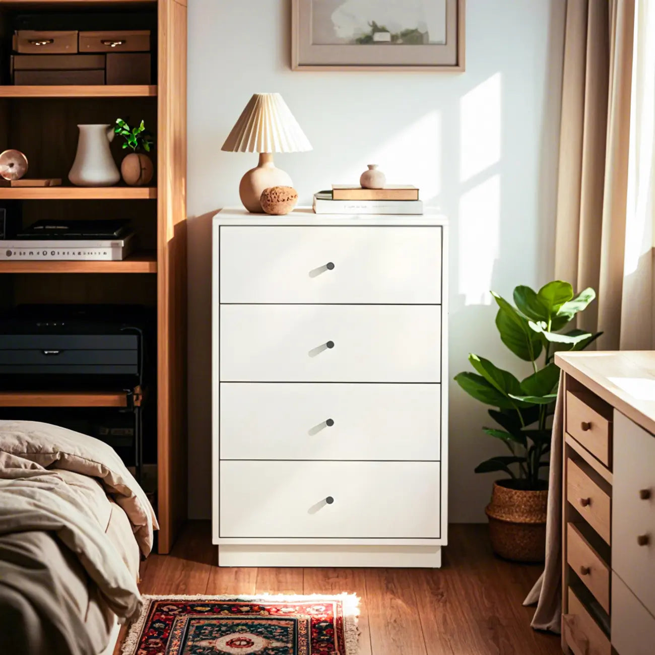 Commodes et coffres en bois blanc résistant avec rangement compact