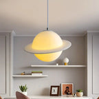 Suspension lumineuse en résine blanche en forme de planète pour chambre d'enfant