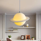 Suspension lumineuse en résine blanche en forme de planète pour chambre d'enfant