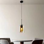 Suspension moderne en verre double en forme de cloche pour salon
