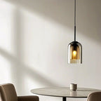 Suspension moderne en verre double en forme de cloche pour salon