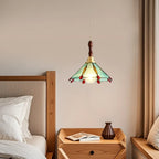Suspension florale rétro en vitrail pour une décoration intérieure élégante