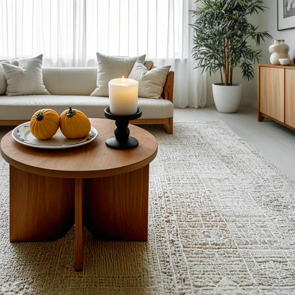 Ensemble de table basse ronde moderne en bois massif, disponible en deux tailles