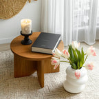 Ensemble de table basse ronde moderne en bois massif, disponible en deux tailles