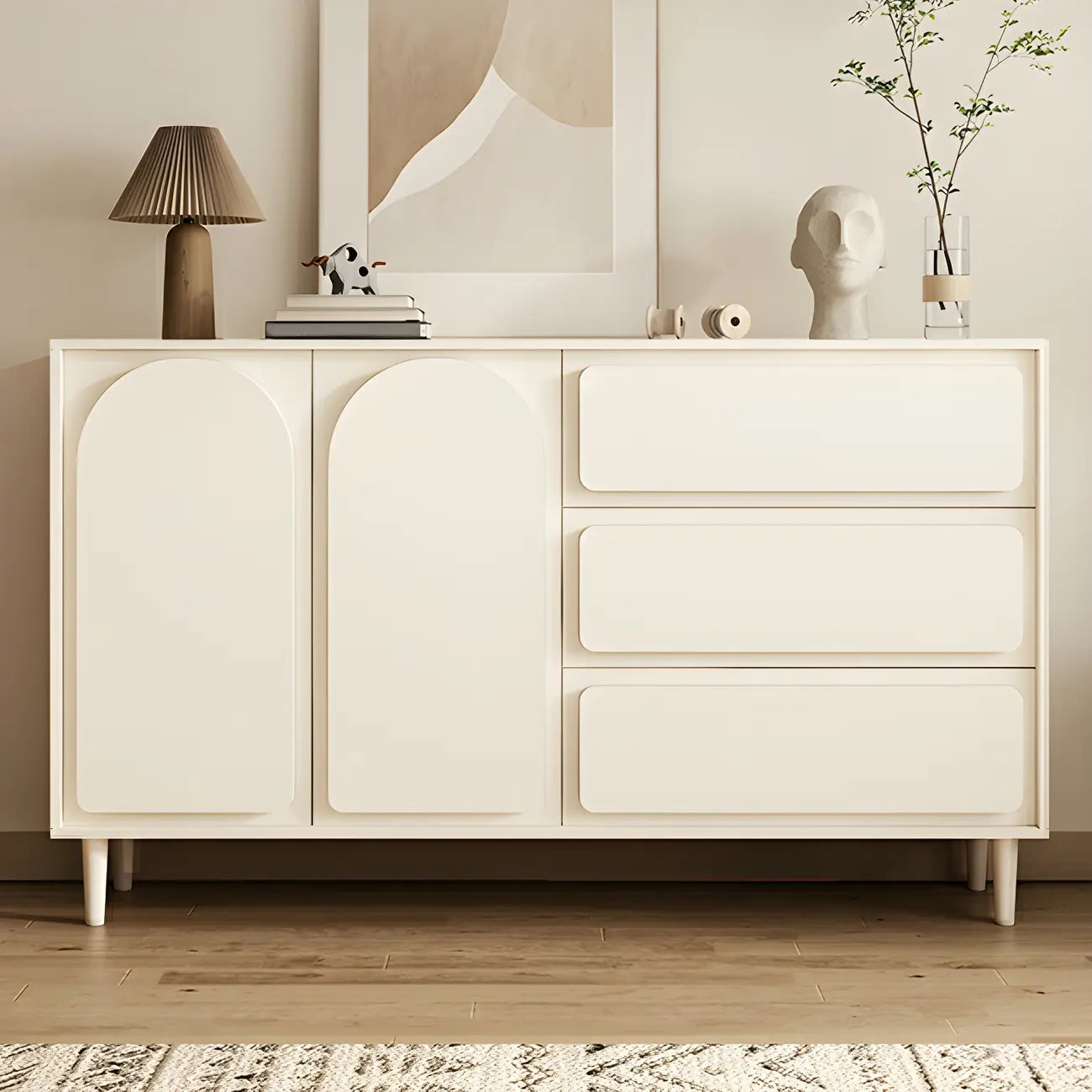 Commodes et chiffonniers modernes en bois blanc avec tiroirs à fermeture amortie