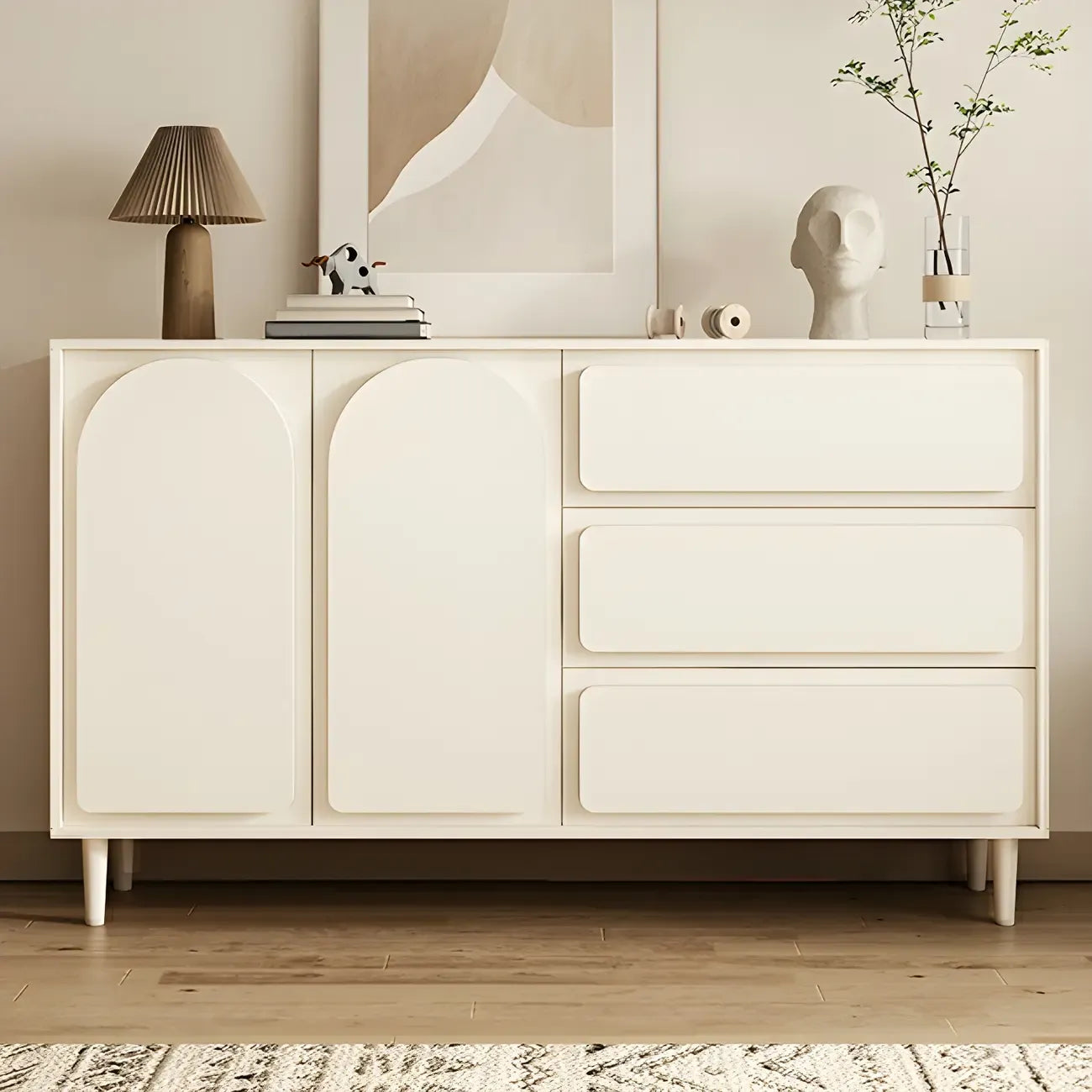 Commodes et chiffonniers modernes en bois blanc avec tiroirs à fermeture amortie