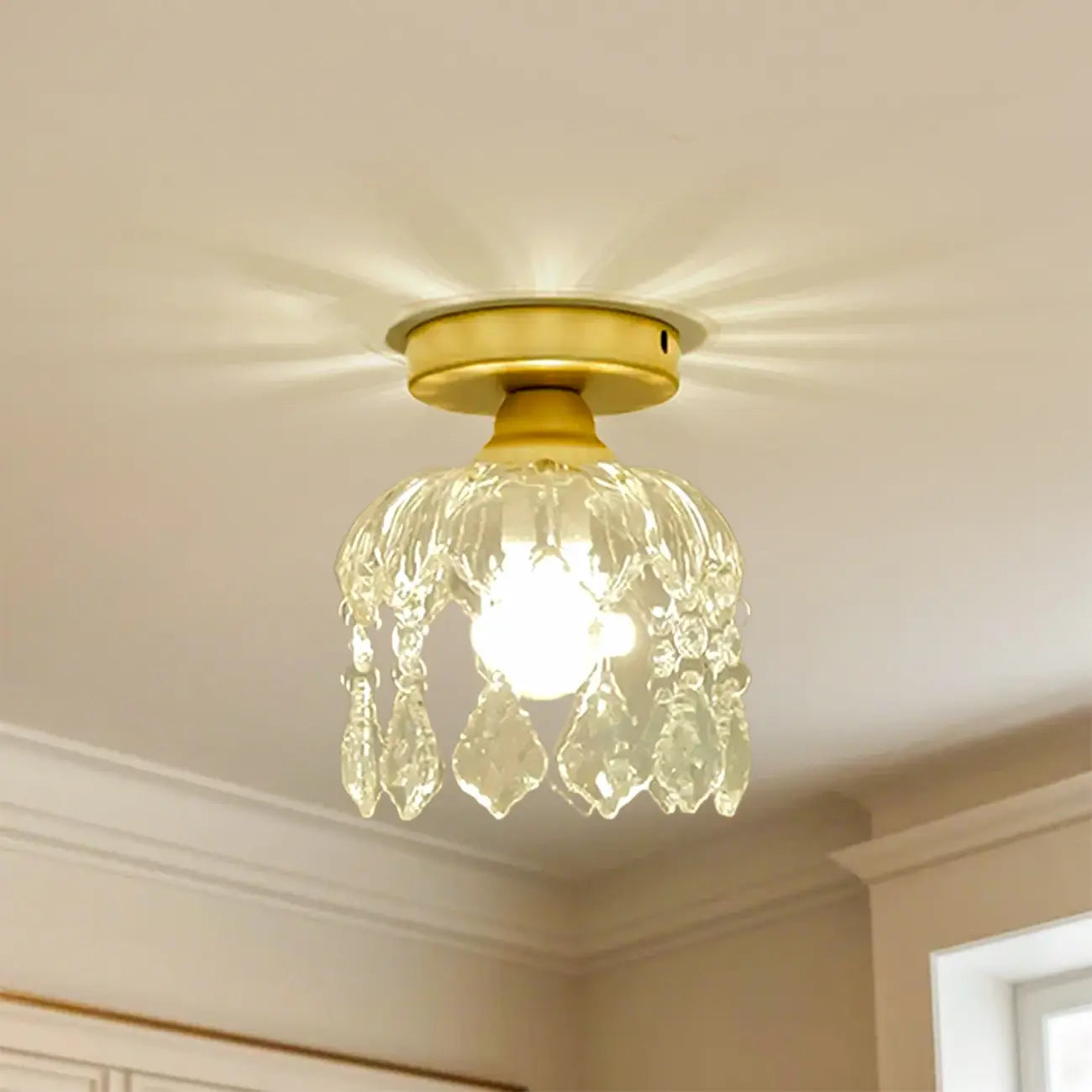 Plafonnier semi-encastré moderne en cristal doré