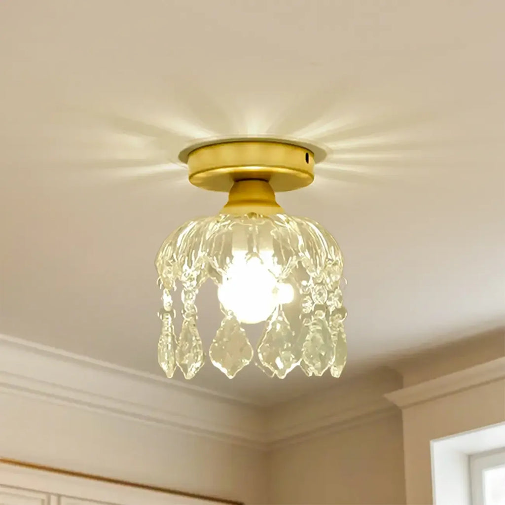 Plafonnier semi-encastré moderne en cristal doré