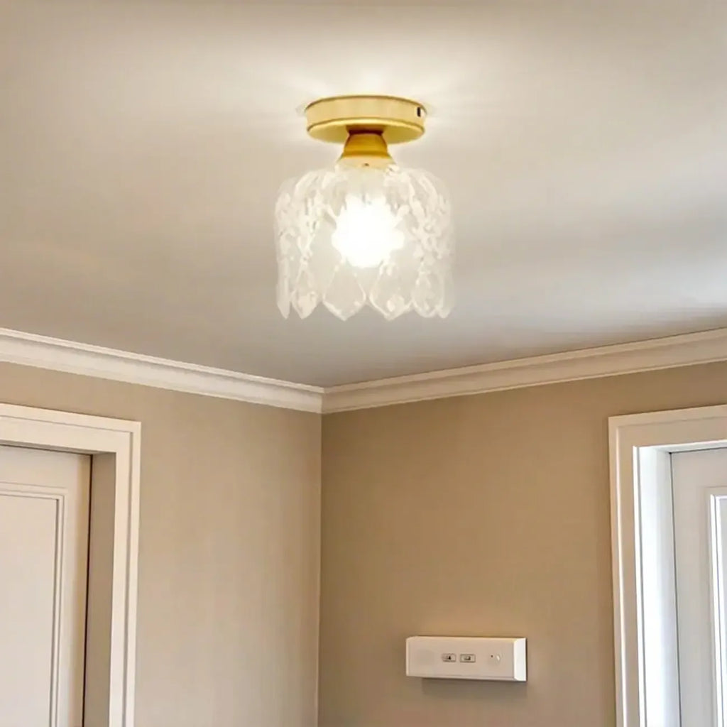 Plafonnier semi-encastré moderne en cristal doré