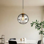 Suspension globe irrégulière en verre fumé pour chambre à coucher