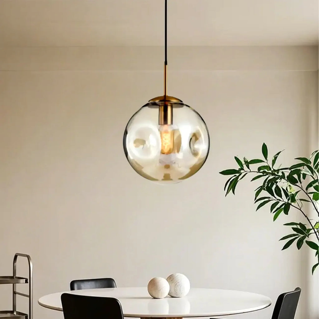 Suspension globe irrégulière en verre fumé pour chambre à coucher