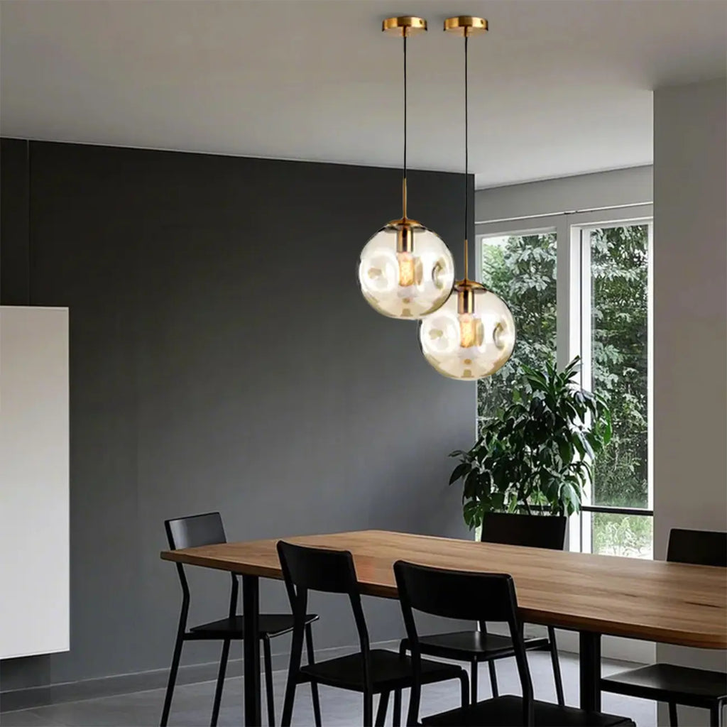 Suspension globe irrégulière en verre fumé pour chambre à coucher
